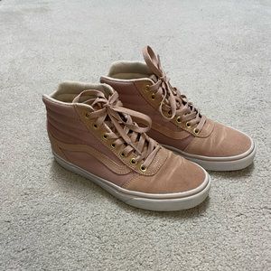 Vans Women’s Rose Pink and Gold accent High Top Shoe Athletic Casual Size 7.5